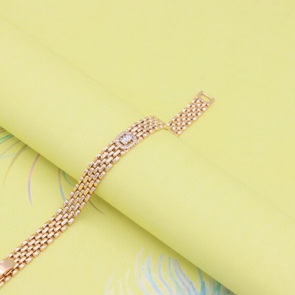 "Elegant Rose Gold Bracelet with Sparkling Central Crystal Accent, XPBL0935 - Picture 6 of 12